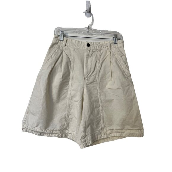 Everlane High Rise Pleated Shorts Women’s 4 Off White Organic Cotton Linen